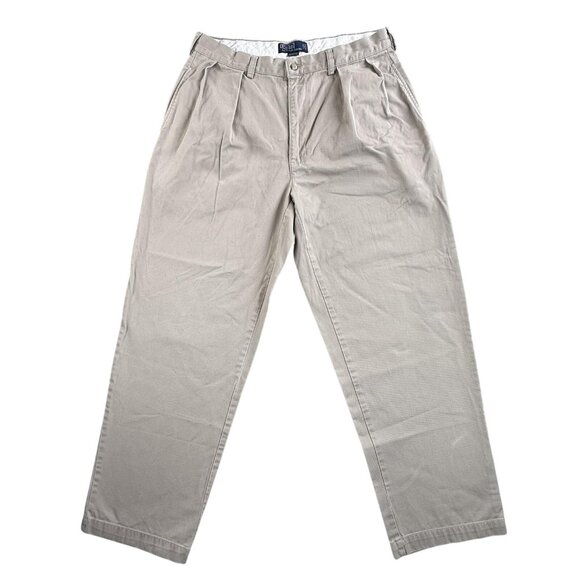 Polo Ralph Lauren Other - Vintage Polo Ralph Lauren Chino Pants Mens 35x33 Khaki Tan Andrew Pant Pleated